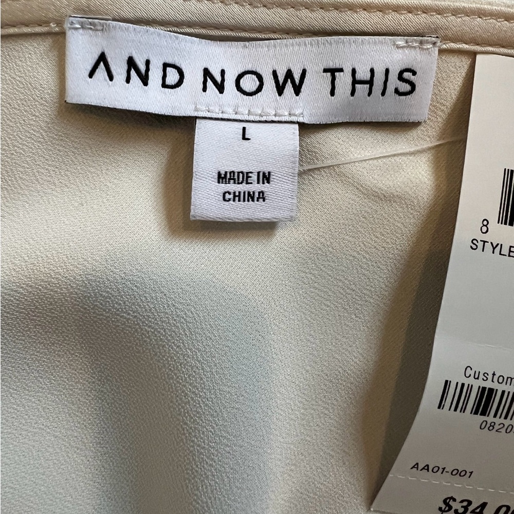 NWT AND NOW THIS Satin Cowlneck Camisole Creme Size Large - Picture 6 of 9